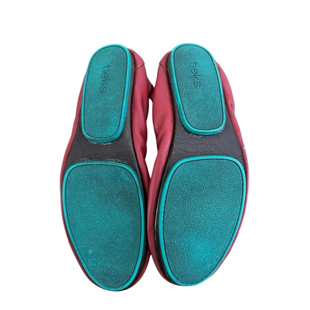 Tieks Womens Burgundy Leather Round Toe Slip On Casual Ballet Flats Size 9 - Picture 3 of 8
